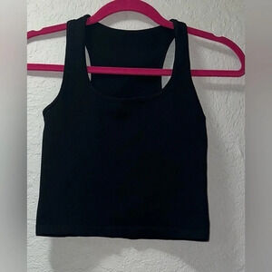 Women's OQQ Black Ribbed Cropped Tank Top